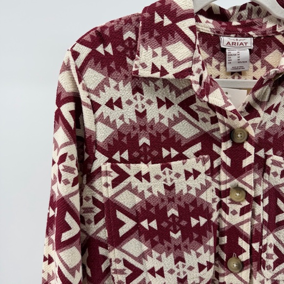 NWT Ariat Fillmore Shirt Jacket Red Cream Southwestern Print, Women's Medium - Picture 4 of 13